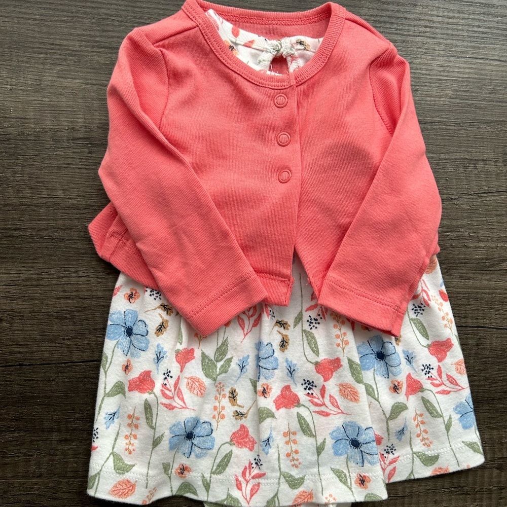 Carter's Pink and White Long Sleeve Sundress